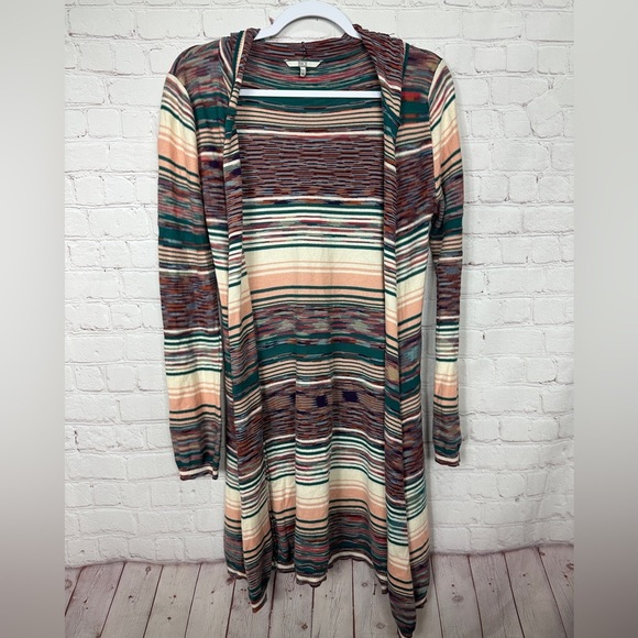 BKE Multicolor Cardigan Hooded Open Front Multicolor Sz M Cotton GUC 90s Western - Picture 1 of 8